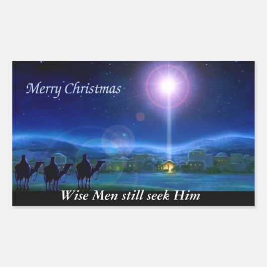 Sticker Rectangulaire Joyeux Noël - les sages le cherchent toujours (Devant)
