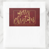 Sticker Rectangulaire Joyeux Noël Lettré à la main Adresse de retour (Sac)