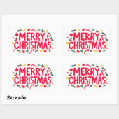 Sticker Rectangulaire Joyeux Noël mignon dessin main (Feuille)