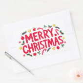 Sticker Rectangulaire Joyeux Noël mignon dessin main (Enveloppe)