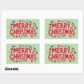 Sticker Rectangulaire Joyeux Noël mignon dessin main (Feuille)