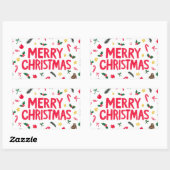 Sticker Rectangulaire Joyeux Noël mignon dessin main (Feuille)