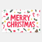 Sticker Rectangulaire Joyeux Noël mignon dessin main (Devant)