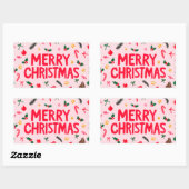 Sticker Rectangulaire Joyeux Noël mignon dessin main (Feuille)
