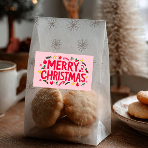 Sticker Rectangulaire Joyeux Noël mignon dessin main