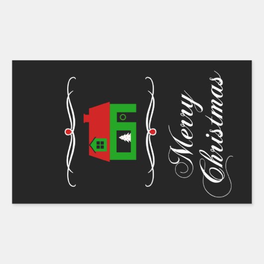 Sticker Rectangulaire joyeux noël (mod home) (Devant)