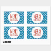 Sticker Rectangulaire Joyeux Noël Motif sans couture Texture bleue (Feuille)