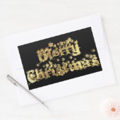 Sticker Rectangulaire Joyeux Noël noir et or Élégant Stars Texte (Enveloppe)
