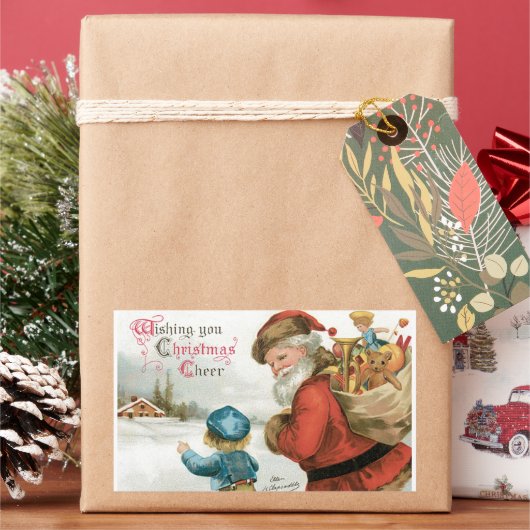 Sticker Rectangulaire Joyeux Noël par Ellen Clapsaddle (vacances)