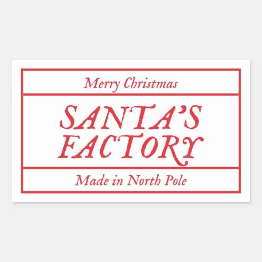 Sticker Rectangulaire Joyeux Noël Père Noël Factory Fabriqué En Pôle Nor (Devant)