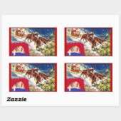 Sticker Rectangulaire Joyeux Noël Père Noël Sleigh (Feuille)