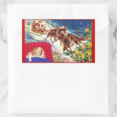 Sticker Rectangulaire Joyeux Noël Père Noël Sleigh (Sac)