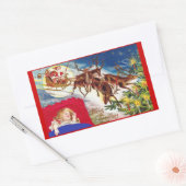 Sticker Rectangulaire Joyeux Noël Père Noël Sleigh (Enveloppe)