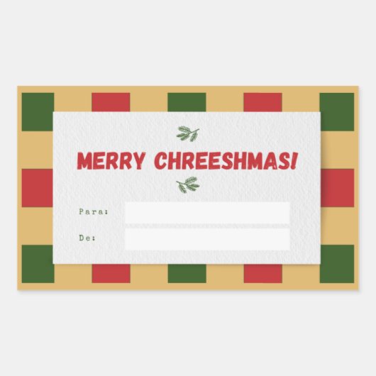 Sticker Rectangulaire Joyeux Noël plaid Cadeau (Devant)