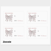 Sticker Rectangulaire Joyeux Noël Rouge Chaîne Bow minimal (Feuille)
