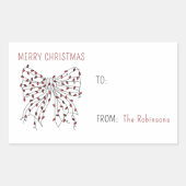 Sticker Rectangulaire Joyeux Noël Rouge Chaîne Bow minimal (Devant)