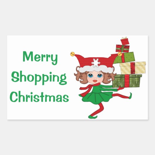Sticker Rectangulaire Joyeux Noël Shopping (Devant)