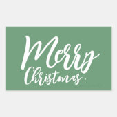 Sticker Rectangulaire Joyeux Noël Simple Fille Blanc Script Vert (Devant)