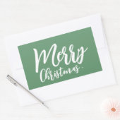 Sticker Rectangulaire Joyeux Noël Simple Fille Blanc Script Vert (Enveloppe)