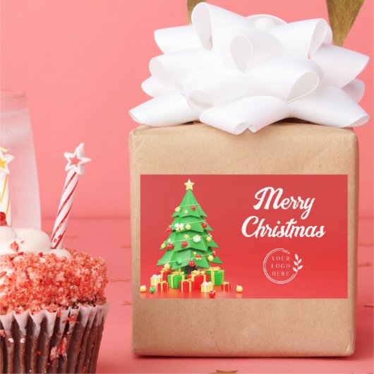 Sticker Rectangulaire Joyeux Noël Vacances Modernes Logo d'entreprise (Fête)