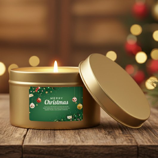 Sticker Rectangulaire Joyeux Noël vert classique