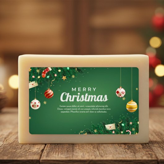 Sticker Rectangulaire Joyeux Noël vert classique