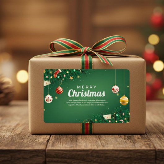 Sticker Rectangulaire Joyeux Noël vert classique