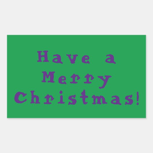 Sticker Rectangulaire Joyeux Noël ! Violet sur fond vert (Devant)
