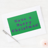 Sticker Rectangulaire Joyeux Noël ! Violet sur fond vert (Enveloppe)