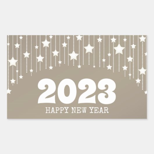 Sticker Rectangulaire Joyeux Nouvel An 2023 suspendu étoiles guirlande s (Devant)