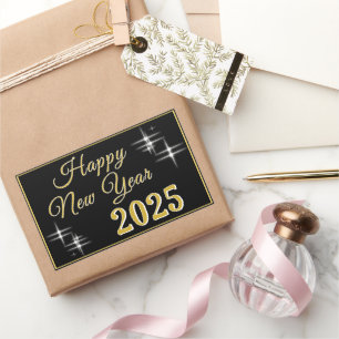 Sticker Rectangulaire Joyeux Nouvel An 2025 Élégantes Écluses