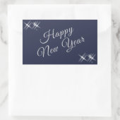 Sticker Rectangulaire Joyeux Nouvel An Élégant Éclat Bleu Marine (Sac)