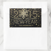 Sticker Rectangulaire Joyeux Nouvel An Flocon de neige Confetti Or (Sac)