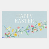 Sticker Rectangulaire Joyeux oiseau floral de Pâques (Devant)