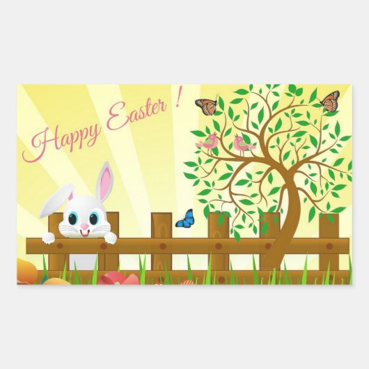 Sticker Rectangulaire Joyeux Pâques (Devant)