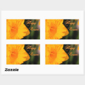 Sticker Rectangulaire Joyeux Pâques Jaune Printemps Daffodil Fleur (Feuille)