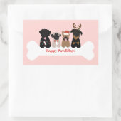 Sticker Rectangulaire Joyeux Pawlidays Chiens de Noël (Sac)