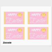 Sticker Rectangulaire Joyeux Petit Chick Jaune de Pâques (Feuille)
