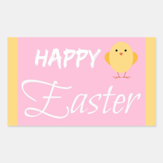 Sticker Rectangulaire Joyeux Petit Chick Jaune de Pâques (Devant)