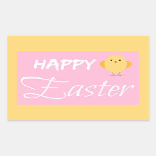 Sticker Rectangulaire Joyeux Petit Chick Jaune de Pâques