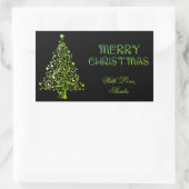 Sticker Rectangulaire Joyeux sapin de Noël Etoiles Black Green Élégant (Sac)