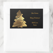 Sticker Rectangulaire Joyeux sapin de Noël noir et or élégant (Sac)