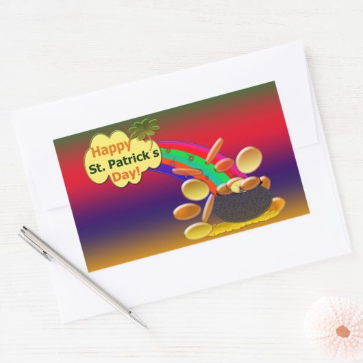 Sticker Rectangulaire Joyeux St. Patrick's Day Rainbow (Enveloppe)