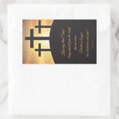 Sticker Rectangulaire Joyeux Trois Croix de Pâques sur le Calvaire (Sac)