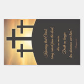 Sticker Rectangulaire Joyeux Trois Croix de Pâques sur le Calvaire (Devant)