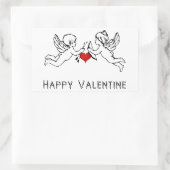 Sticker Rectangulaire Joyeux Valentine Cherubs Couple Coeurs mignons Tex (Sac)