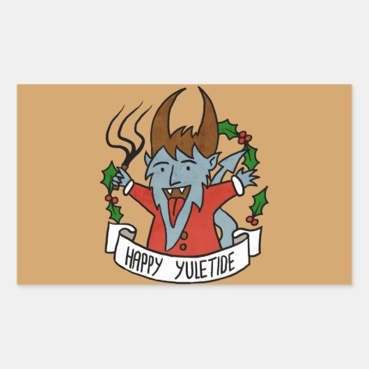 Sticker Rectangulaire Joyeux Yuletide Krampus (Devant)