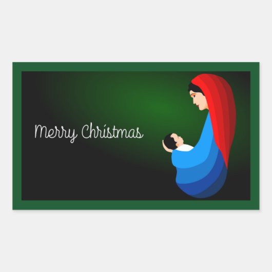 STICKER RECTANGULAIRE "JOYEZ NOËL" MÈRE ET ENFANT (Devant)