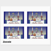 Sticker Rectangulaire Judaica Shabbat Shalom (Feuille)