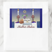 Sticker Rectangulaire Judaica Shabbat Shalom (Sac)